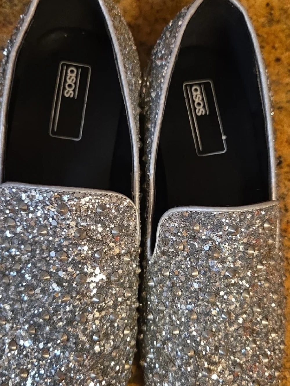 ASOS Men's Silver Crystal-Embellished Slip-On Loafers
